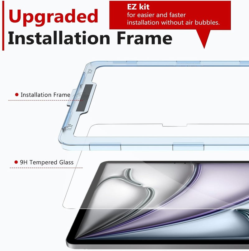bersem Screen Protector Compatible with iPad Air 13 Inch M3 2025 / M2 2024, Tempered Glass, Ultra Clear, Anti-Scratch, Case Friendly, EZ Kit, 1 Pack - Image 3